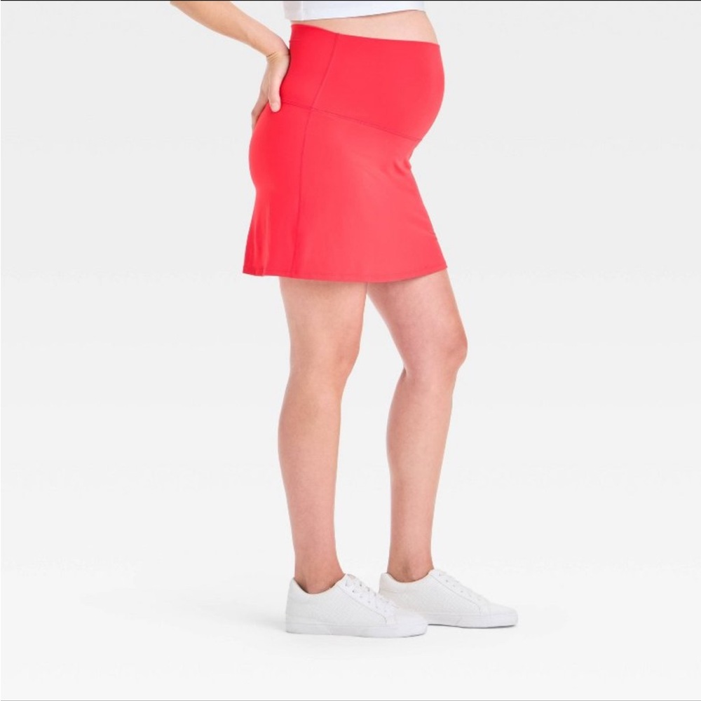 Isabel Maternity Coral Active Skort - Picture 2 of 6